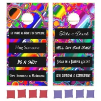 Rainbow Burst Colorful | Funny Rules Cornhole Set