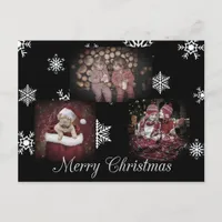 Black Merry Christmas Personalized Photo Postcard