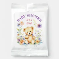 Teddy Bear in Flowers Girl's Baby Shower Hot Chocolate Drink Mix