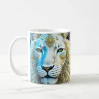 Majestic White and Gold Lion Personalized Coffee Mug