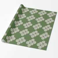 Gift Wrap - Green Spiral on White Circle