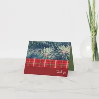 Crimson & Evergreen Christmas Wedding Thank You Card