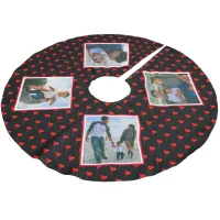 Photo Collage Family Personalized Christmas Hearts Brushed Polyester Tree Skirt