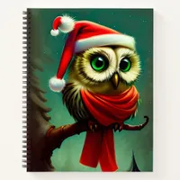 Cute Vintage Santa Owl Christmas Holiday Notebook