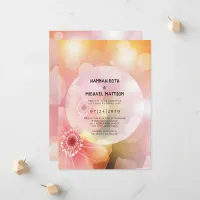 Pink Orange Floral Elegant Romantic Glow Wedding Announcement