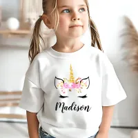 Sparkly Unicorn with Eyelashes Personalized Kids T-Shirt