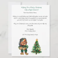 Cheeky Christmas Troll and Tree Delight  Holiday Card