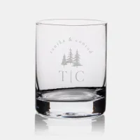 Rustic Winter Wedding Initials Fir Trees ID1049 Rocks Glass