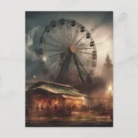 The Haunted Abandoned Carnival Ferris Wheel Tent Postcard