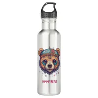 Hippie Bear I Stainless Steel Water Bottle