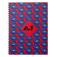 Motorcyclist and Biker Blue Crash Helmets Monogram Notebook