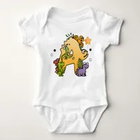 Dino Alphabet for Babies with Name Starting with A Baby Bodysuit