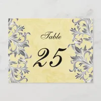 Yellow and Gray Vintage Flourish Wedding Postcard