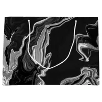Black and White Marble Fluid Art Large Gift Bag
