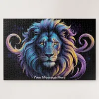 Neon Majesty Vibrant Leo Lion Colorful Wildlife  Jigsaw Puzzle