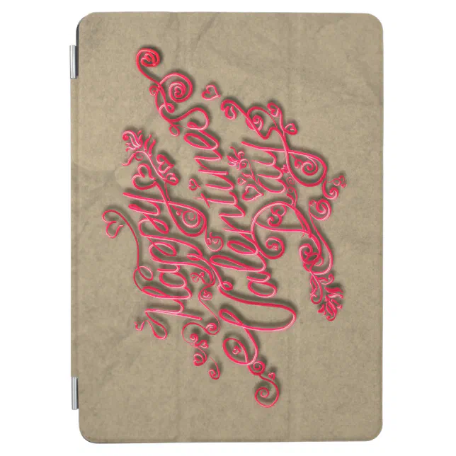 Happy Valentine’s Day sepia heart red lettering iPad Air Cover