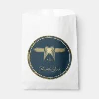 Art Deco Butterfly Blue Gold "Thank You" Wedding Favor Bag