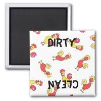 Retro Roosters Pattern Dishwasher Magnet