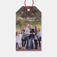 Happy Holidays Classic Typography Family Photo Gift Tags