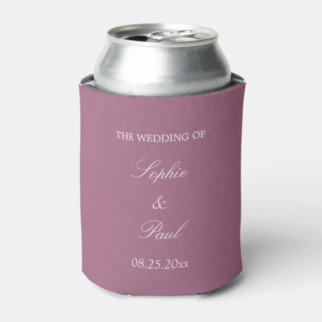 Elegant Mauve Wedding Favor Can Cooler