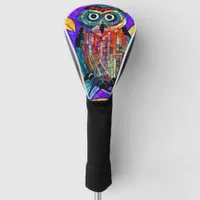 Colorful Whimsical Mosaic Owl Art Golf Head Cover