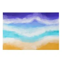 Majestic Blue and Teal Waves on Sandy Shore  Faux Canvas Print