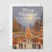 Merry Christmas German Market Greetings Kitsch Holiday Card