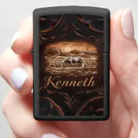 Engraved Horse Scene With Name Kenneth Zippo Lighter