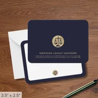 Navy and Gold Justice Scale Note Cards