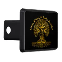 Gold Looking Buddha Surrounded by Intricate Leaves Hitch Cover