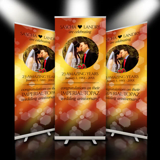 Elegant 16th 23rd Topaz Wedding Anniversary Retractable Banner