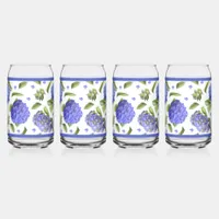 Blue Hydrangea Flowers Botanical Art Can Glass