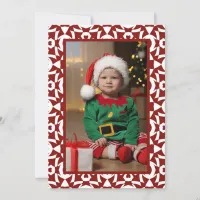 Merry Christmas Grandma Red White Geometric Photo Holiday Card