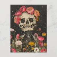 Skeleton and Flowers Postcard