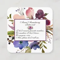 Funny Floral Introvert Square Business Card