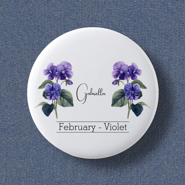 Birth Month Flower February Violet  Button