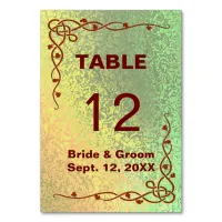 Autumn Shades of Green Yellow Wedding Table Card