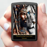 Majestic lion and warrior at dawn zippo lighter