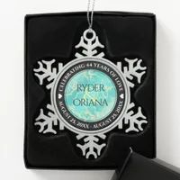 Elegant 11th 44th Turquoise Wedding Anniversary Snowflake Pewter Christmas Ornament