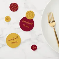 Elegant Romantic Script Burgundy & Yellow Confetti