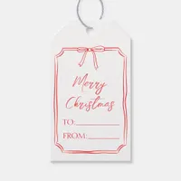 Elegant Red Bow Customizable Minimalist Christmas  Gift Tags