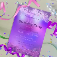 Fancy Stylish Modern Purple Violet Glitter Custom Invitation