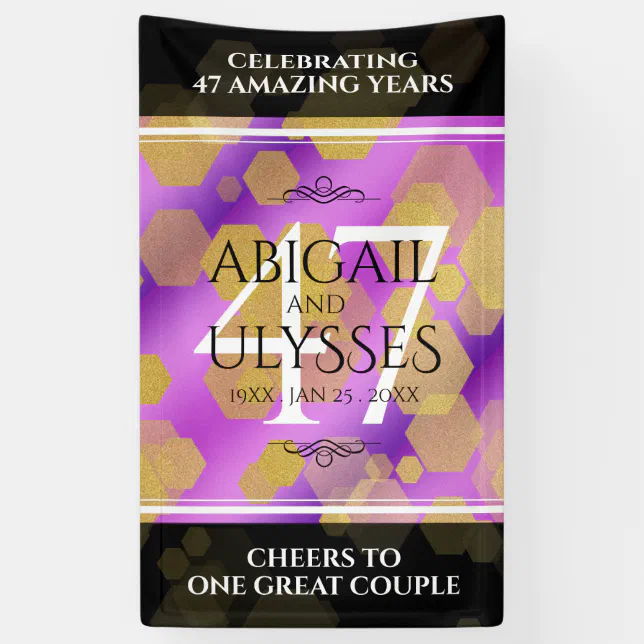 Elegant 47th Amethyst Wedding Anniversary Banner