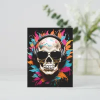 Cute funny musical skull  postcard