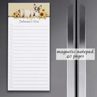 Tri-color Chihuahua Yellow Sunflowers Dog Floral Magnetic Notepad