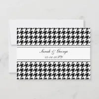 houndstooth black and white wedding rsvp 3.5 x 5