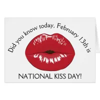 National Kiss Day February 13th Holiday Card