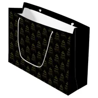 Abstract Sparkling Gold, Black Christmas Tree Large Gift Bag