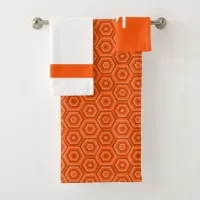 Bold Orange and White with Optional Monogram Bath Towel Set