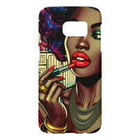 Beautiful Woman Putting on Lipstick Samsung Galaxy S7 Case